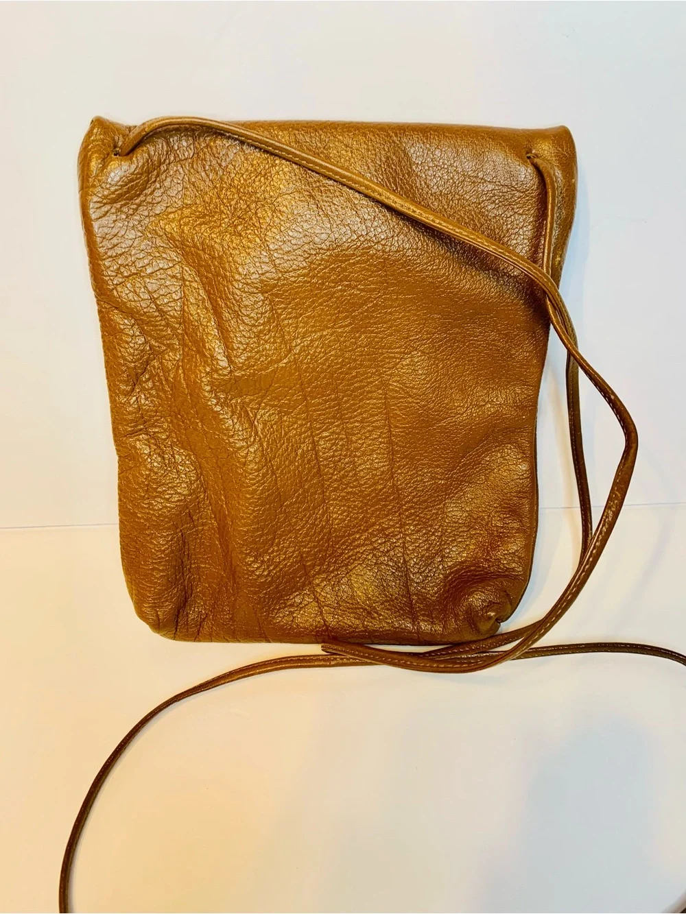 VTG Carlos Falchi Brown Leather Crossbody Bag - Slim Everyday Shoulder Purse